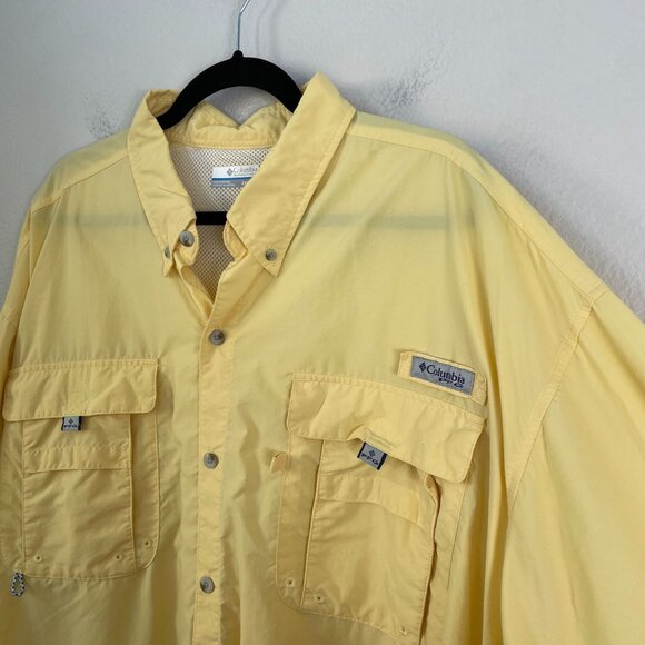 Columbia Mens XXL Omni Shade Yellow Fishing Shirt Nylon Mesh Outdoor Wear - Picture 7 of 9